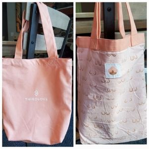 NWOT Thirdlove Peach Canvas Beach or Shopping Bag with handles